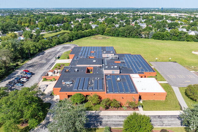 An aerial view of Jamie Mcgee Elementary School.