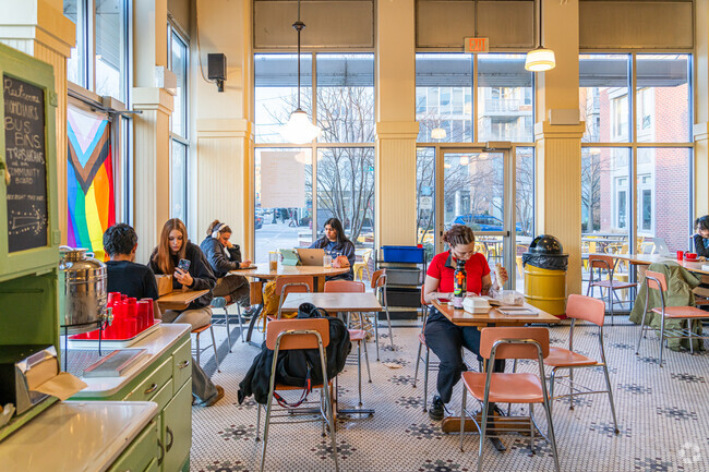 The Hoosier Mama Pie Company serves up delicious pastries and pies in a cozy setting.