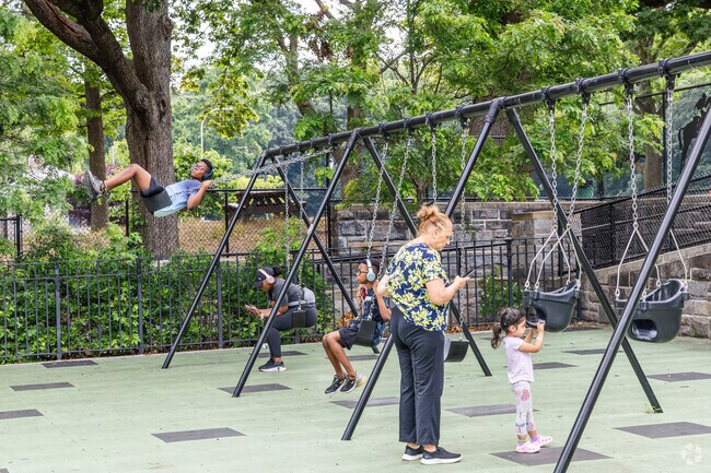 Cunningham Park's swings are always packed with kids of all ages.