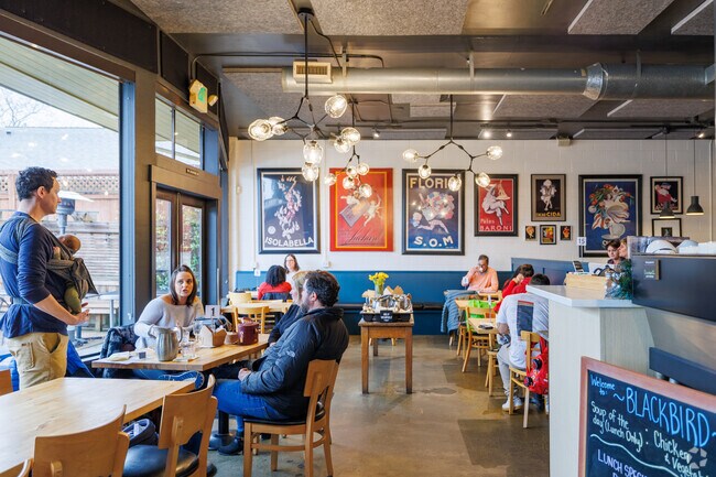 The Blackbird Cafe is a popular local spot, serving up hot drinks and fresh baked goods.