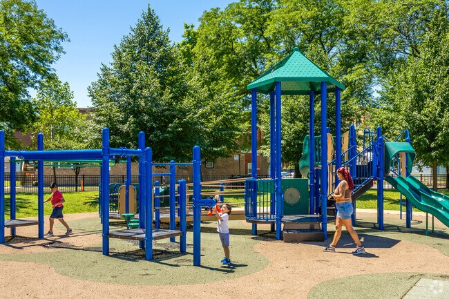 Greenebaum Park has a large playground for children to explore.