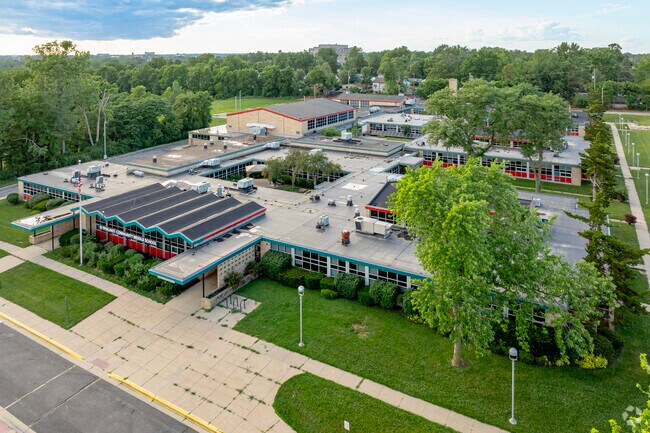 Ypsilanti Community Middle School has a looping front drive for easy pickups and drop-offs.
