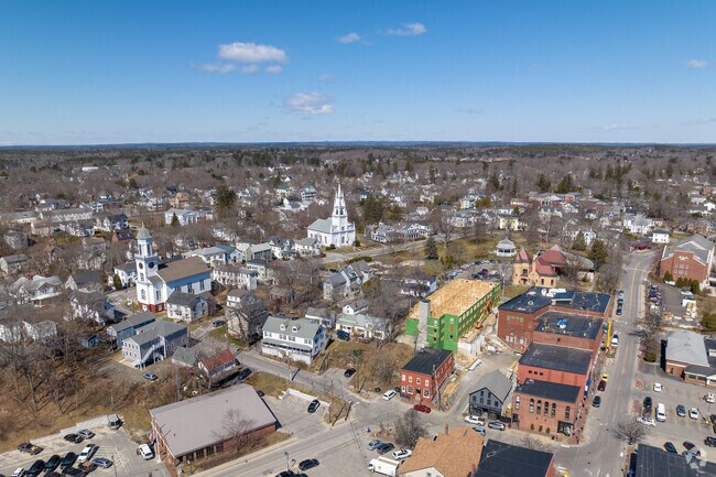 Aerial view of downtown Bath, Maine
