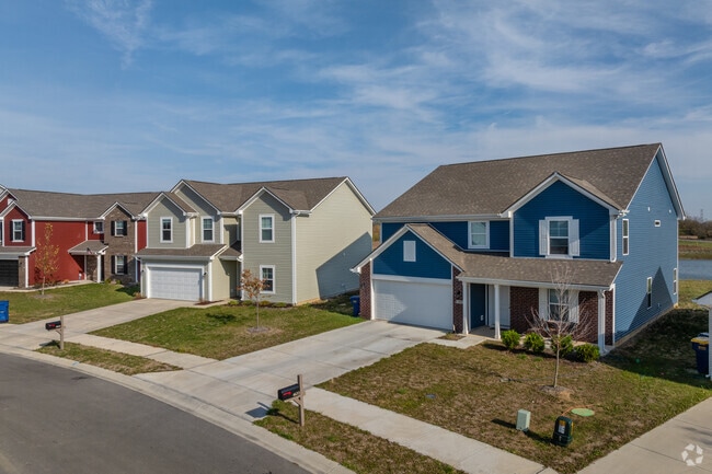 New construction homes in Mount Comfort provide convenient access to sidewalks in the community.