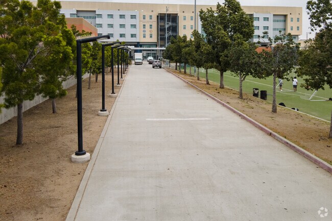 Walkway near ball field at Richard A. Alonzo Community Day School in Los Angeles.