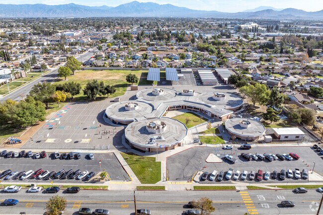 Cypress Elementary School presents an aerial view, showcasing its vibrant environment.