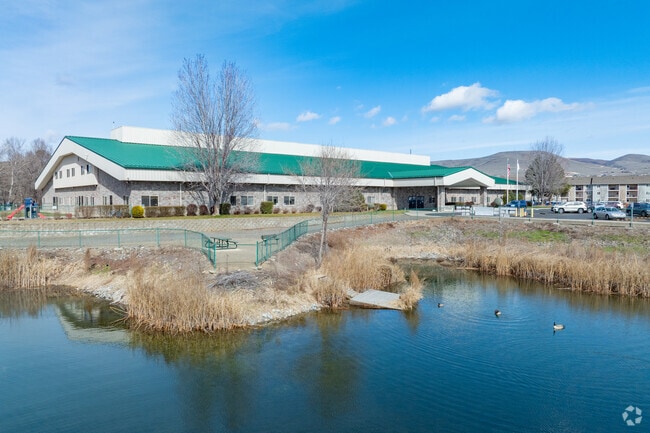 Riverside Christian School sits aside a small pond in a scenic part of the Yakima Valley.