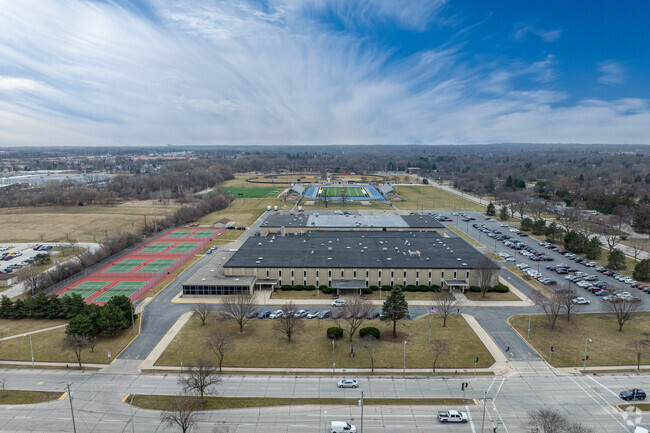 An aerial view of Nathan Hale High School.