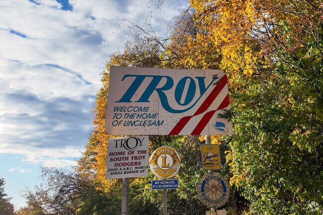 Troy is the home of Uncle Sam as stated on this sign in Eastside Troy.