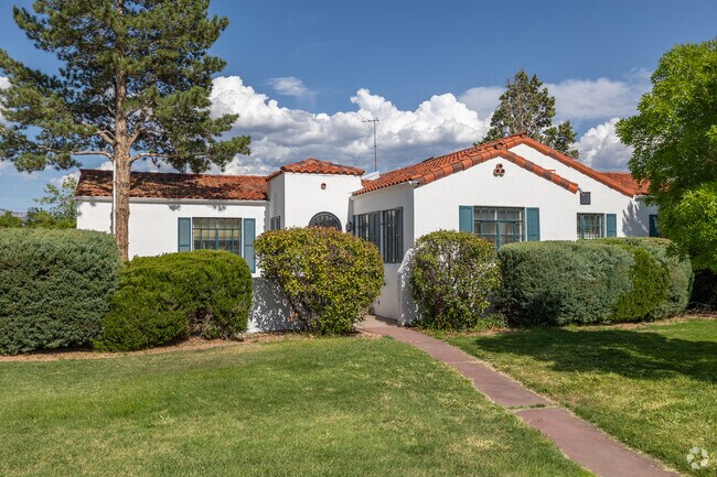 A red tile roof and white stucco bring Mediterranean style to Nob Hill.