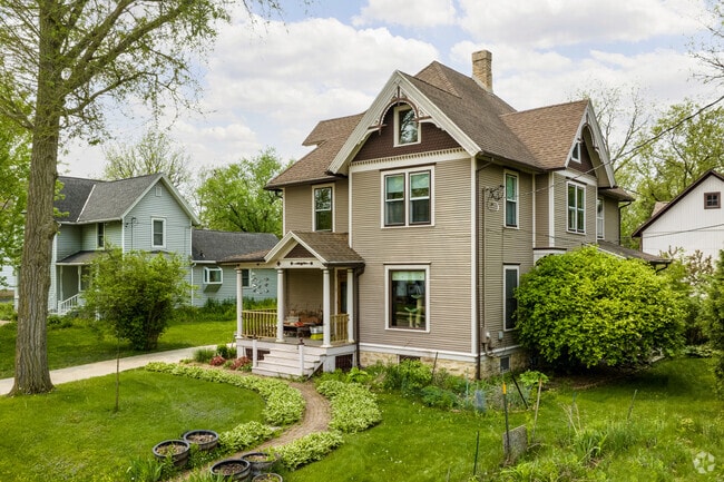 19th century Victorian homes can be found in on Main Street in Oregon, Wisconsin.