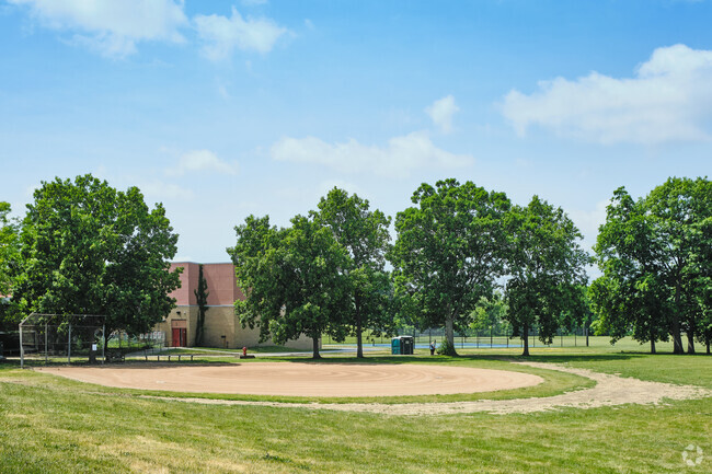 Forsythe Middle School has multiple athletic areas in the main area behind the school.