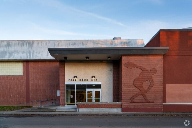 Gymnasium entrance along side of the building.