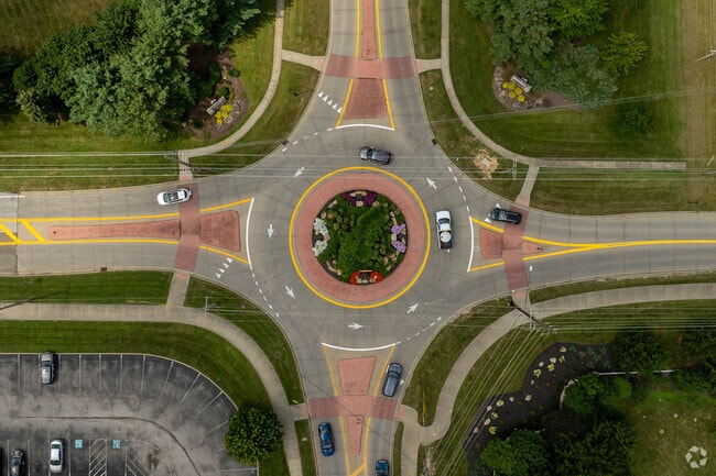 The roundabout in Reminderville facilitates a smoother flow of traffic.