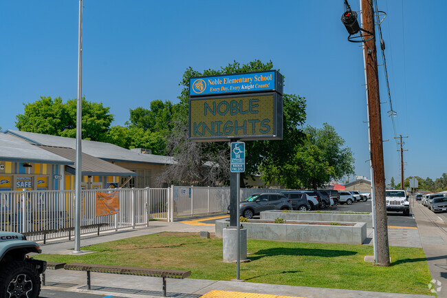 The sign at Myra A Noble Elementary keeps parents and students up to date.