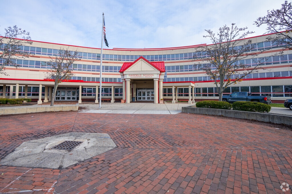 The main entrance to Garfield Elementary School in Revere, MA is a sight to behold.