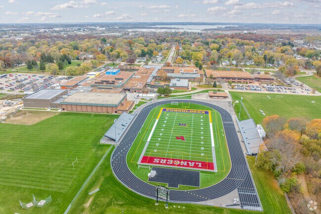 A unique thing to see is The Sennett/La Follette football field, painted for both schools.