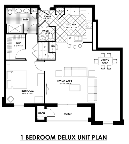 1BR/1.5BA