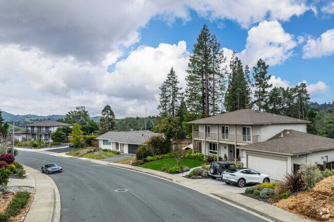 A row of homes on a hill in Campolindo offers stunning views and a serene setting.