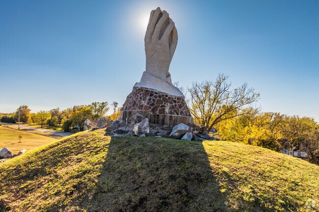 The Praying Hands statue is the main focal point of King Jack Park.