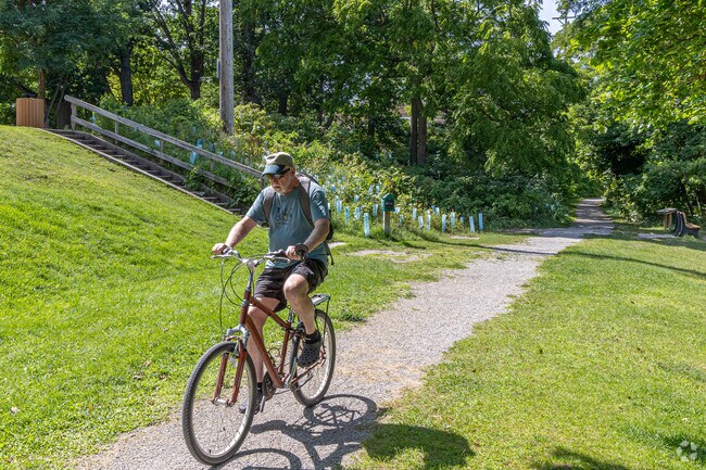Bike down the trails of Hannah Park in Downtown Traverse City.