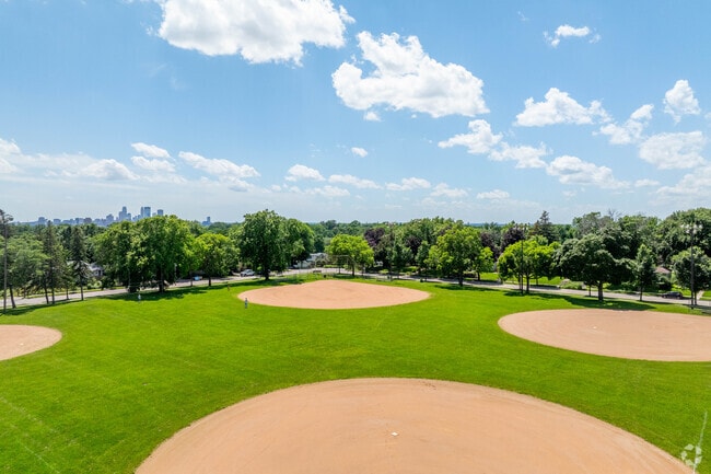 Waite Park Elementary school has baseball fields and open green space.