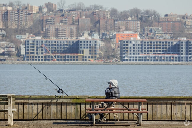 A relaxing afternoon of fishing on the Hudson at the Alpine Picnic Area in Alpine, NJ.