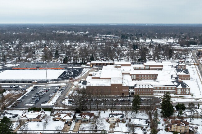 Ariel view of North Olmsted High School and surrounding neighborhoods.