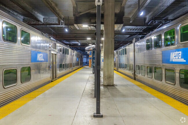 The Metra located in McCormick Plaza takes Prairie District residents to and from the Loop.