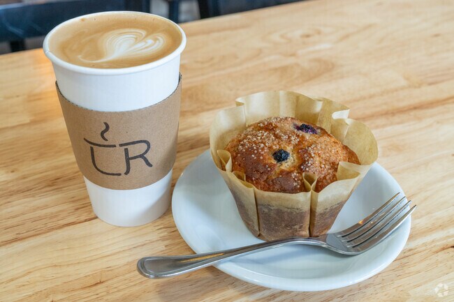 At Taylor Roasted Coffee, enjoy a latte with a blueberry muffin to start the day in Northampton.