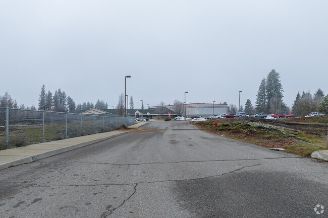 Hallett Elementary has a long front entrance.