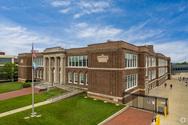 Howard High School still uses the older building on its campus alongside the new construction.