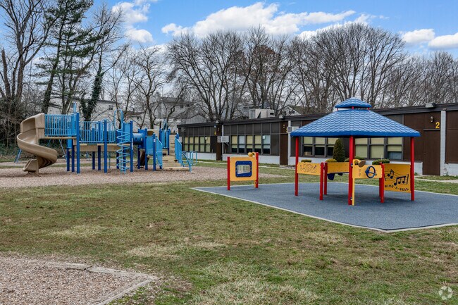 Alan B. Shepard Elementary School's playground on the front lawn.
