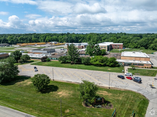 An aerial view of Little Miami Elementary showing the layout of their campus.