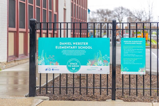 Daniel Webster Elementary features a large playground area for students.