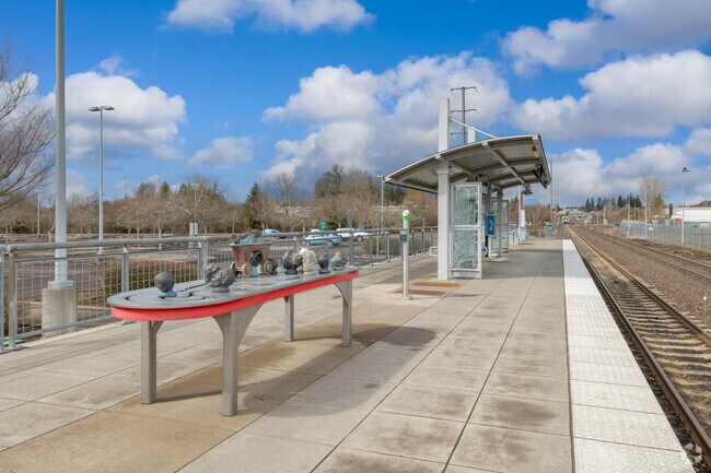 The Wilsonville Transit Center provides buses and a rail connection for residents.
