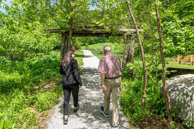 The walking paths in Wesselman Woods Nature Preserve are great for hiking with friends.