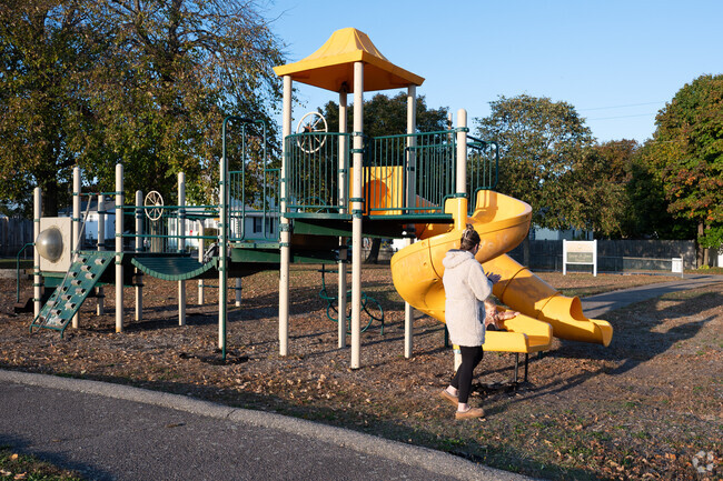 Children of Waveland love the slides at George A. Jones Playground.