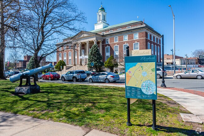 City Hall is right near City Hall park in Downtown Elizabeth, NJ.