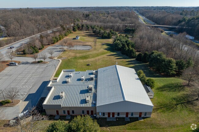 Cornerstone Academy is on a large wooded lot.