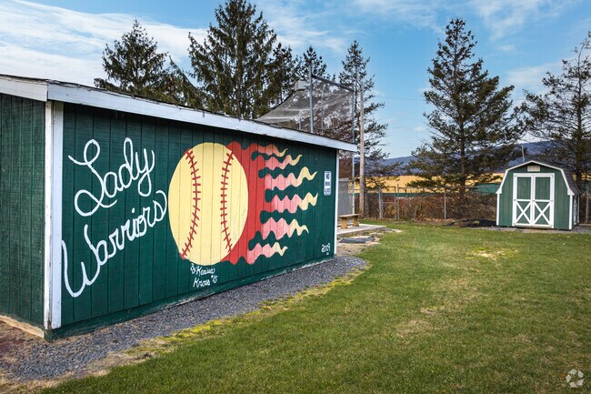 A mural within West Pittston's Bruno Ferretti Memorial Fields for the 'Lady Warriors' team.