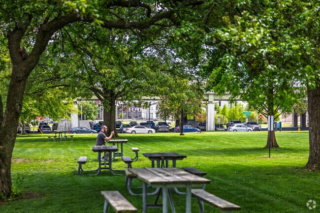 Willard Library Park features a green space just outside of the Willard Library.