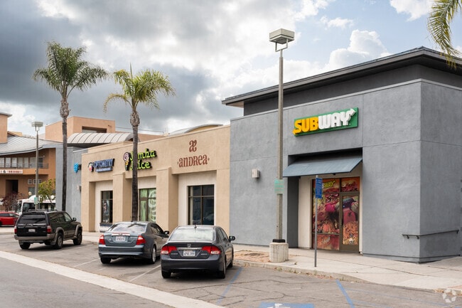 Stores line the block outside the Subway sandwich shop in Fairmount Village.