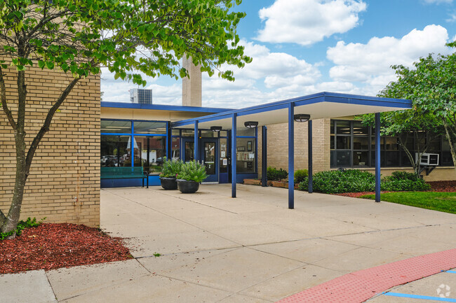 Carpenter Elementary's wide entrance is perfect for pickups and dropoffs.