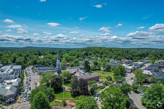 Dana Hall is about 17 miles southwest of downtown Boston.