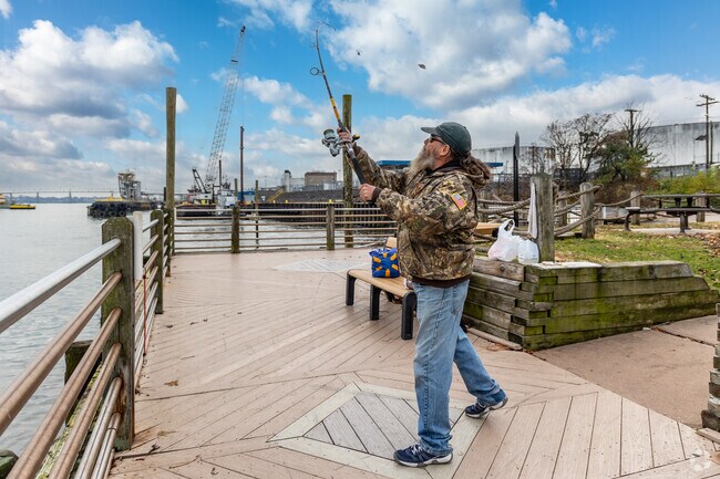 Fishing brings a peaceful rhythm to Captain Carlsen Park in Sewaren, NJ.
