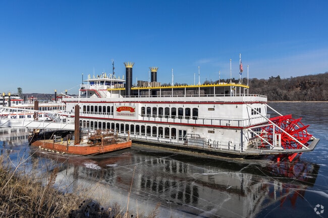 Grand old paddle boats float by Stillwater's river banks year round.