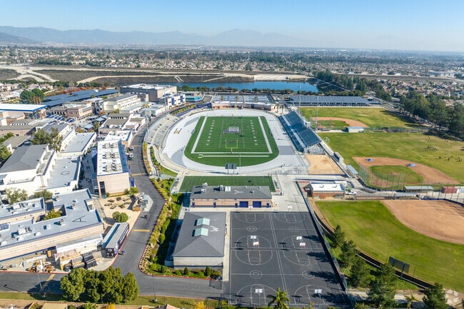 Rancho Cucamonga High School offers a sprawling campus when viewed from above.