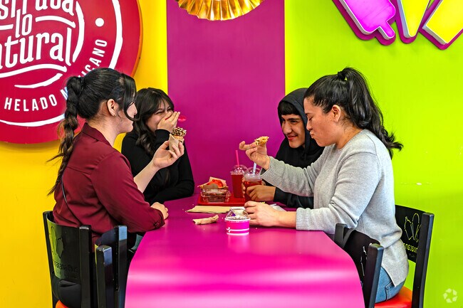 Family and friends like to gather for ice cream at La Michoacana Premium in Wible Orchard.