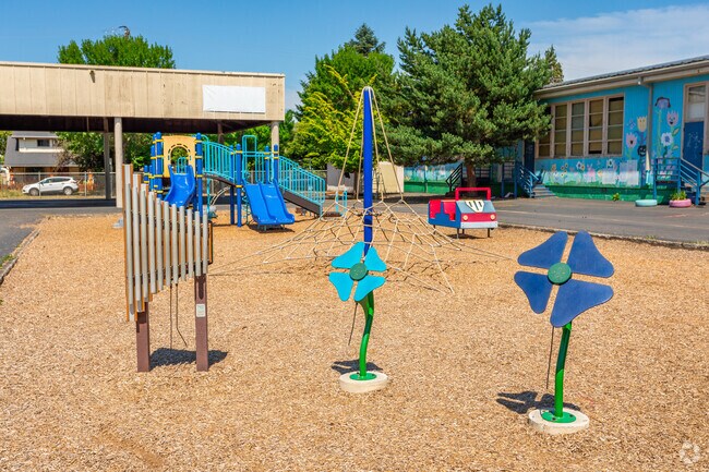 Musical sculptures allow young musicians to jam out at James John.